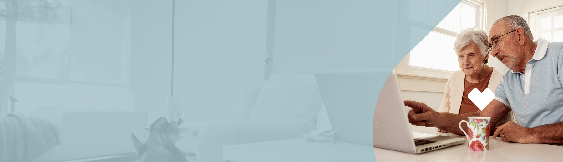 A man and woman looking at a laptop and learning about their Medicare dental, vision and hearing aid coverage 